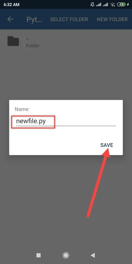 how to save python file on android