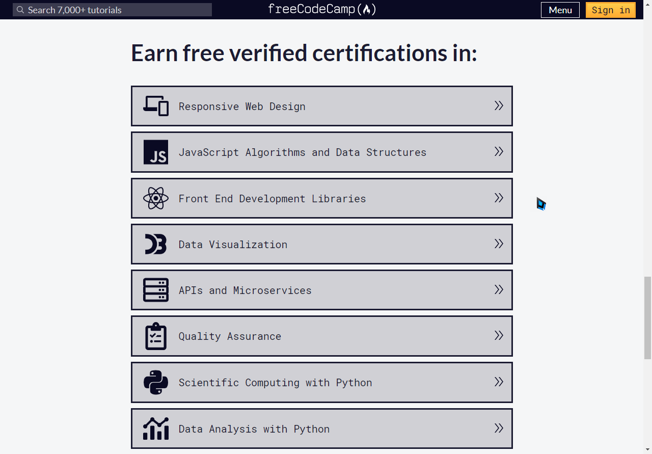 ফ্রি ওয়েব ডিজাইন শেখার ওয়েবসাইট। 2 freecodecamp