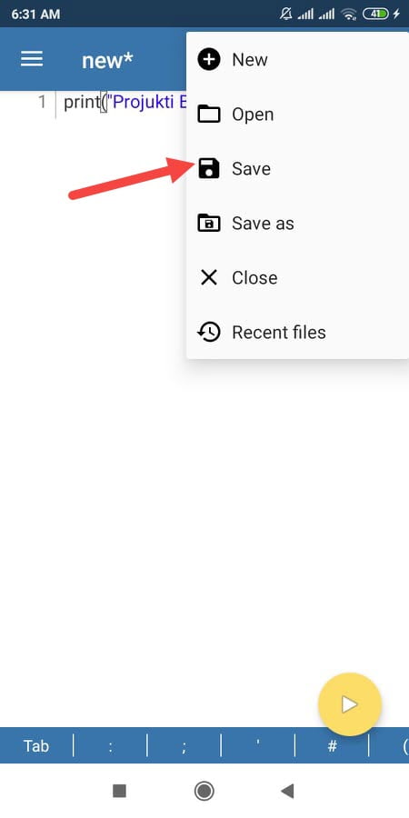 মোবাইল দিয়ে পাইথন প্রোগ্রামিং শেখার উপায়। 4 how to save python programm file